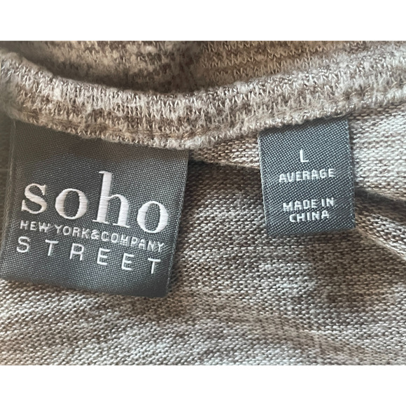 Soho Street NY Sz L Open Wrap Front Top Front Tie Neutral Color Knit Balletcore - Picture 8 of 9